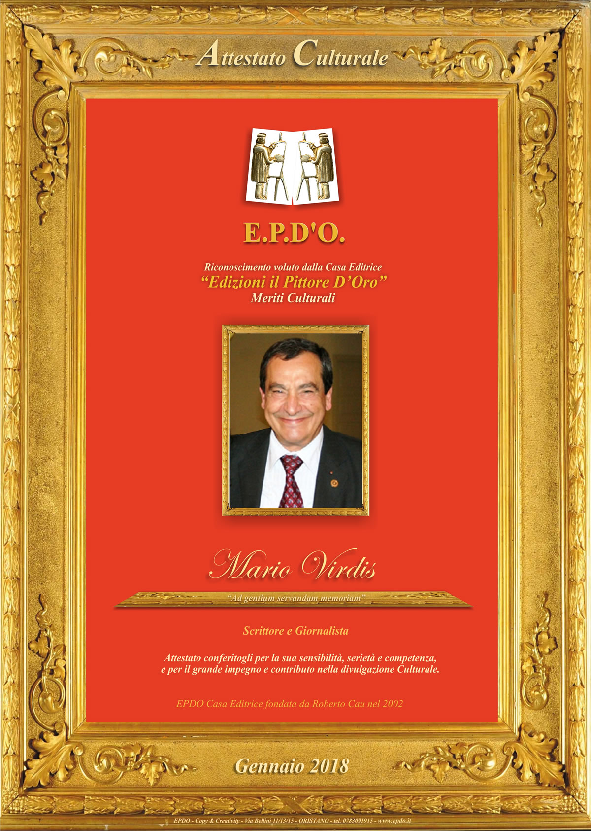 EPDO - Attestato Culturale Mario Virdis